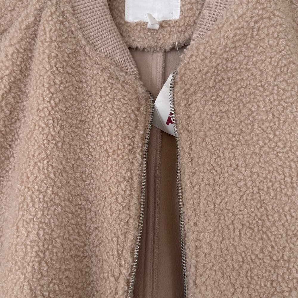 Avec Les Filles Beige Sherpa Fleece Bomber Jacket